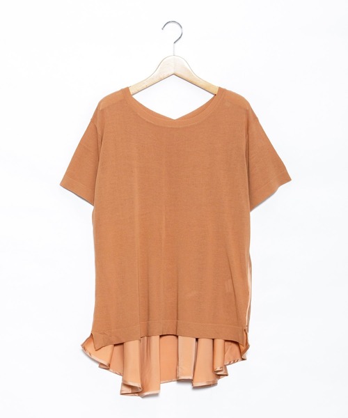 AS KNOW AS de base（アズノゥアズドゥバズ）の「異素材ドッキングプルオーバー（ニット/セーター・レディース・シルバーグレー/テラコッタ/ネイビー・FREE）」の3枚目の写真