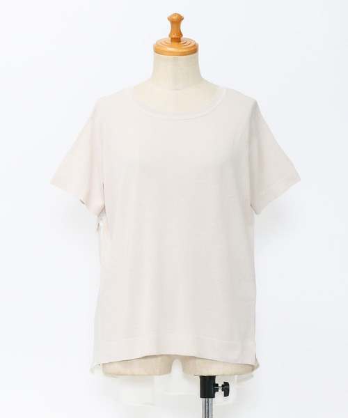 AS KNOW AS de base（アズノゥアズドゥバズ）の「異素材ドッキングプルオーバー（ニット/セーター・レディース・シルバーグレー/テラコッタ/ネイビー・FREE）」の4枚目の写真