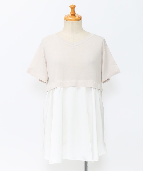 AS KNOW AS de base（アズノゥアズドゥバズ）の「異素材ドッキングプルオーバー（ニット/セーター・レディース・シルバーグレー/テラコッタ/ネイビー・FREE）」の7枚目の写真