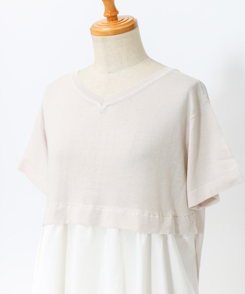 AS KNOW AS de base（アズノゥアズドゥバズ）の「異素材ドッキングプルオーバー（ニット/セーター・レディース・シルバーグレー/テラコッタ/ネイビー・FREE）」の9枚目の写真