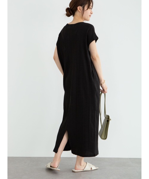 Green　Parks（グリーンパークス）の「ランダムリブワンピース＊（ワンピース・レディース・ブラック/ブラウン/カーキ/ライトベージュ・FREE）」の2枚目の写真