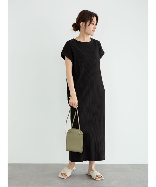 Green　Parks（グリーンパークス）の「ランダムリブワンピース＊（ワンピース・レディース・ブラック/ブラウン/カーキ/ライトベージュ・FREE）」の6枚目の写真