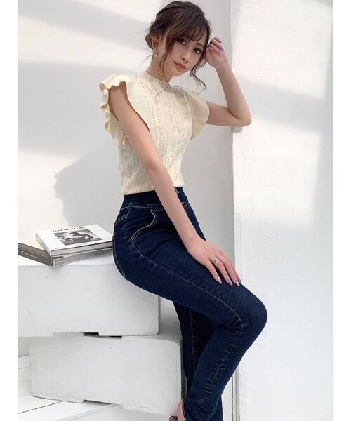 RESEXXY（リゼクシー）の「バックデザインレースニットトップス（ニット/セーター・レディース・ブラック/ベージュ/アイボリー・FREE）」の13枚目の写真