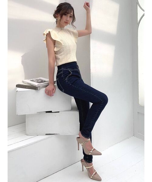 RESEXXY（リゼクシー）の「バックデザインレースニットトップス（ニット/セーター・レディース・ブラック/ベージュ/アイボリー・FREE）」の7枚目の写真