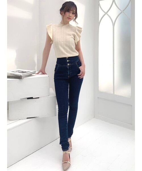 RESEXXY（リゼクシー）の「バックデザインレースニットトップス（ニット/セーター・レディース・ブラック/ベージュ/アイボリー・FREE）」の9枚目の写真