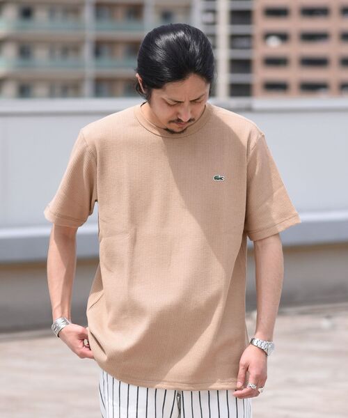LACOSTE(ラコステ)の「【WEB限定】LACOSTE: コットン リネン ワッフル Tシャツ TH072EL(Tシャツ/カットソー・メンズ・ベージュ/ネイビー/オフホワイト・SMALL/MEDIUM/LARGE/X-LARGE)」の9枚目の写真