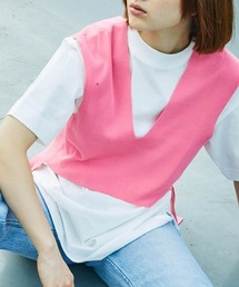 lautreamont BLEUBLANC | Vネックサイドリボンニットベスト(ニット/セーター)