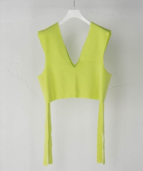 lautreamont BLEUBLANC（ロートレアモンブルーブラン）の「Vネックサイドリボンニットベスト（ニット/セーター・レディース・ブラック/ピンク/グリーン・9号）」の3枚目の写真