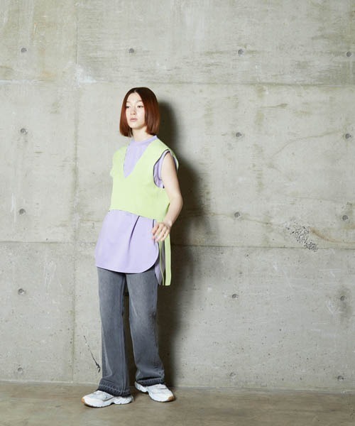 lautreamont BLEUBLANC（ロートレアモンブルーブラン）の「Vネックサイドリボンニットベスト（ニット/セーター・レディース・ブラック/ピンク/グリーン・9号）」の12枚目の写真