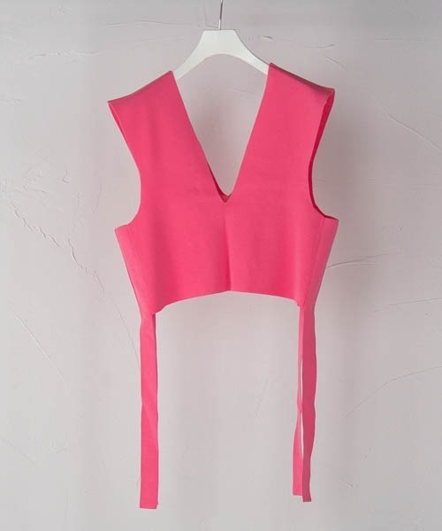 lautreamont BLEUBLANC（ロートレアモンブルーブラン）の「Vネックサイドリボンニットベスト（ニット/セーター・レディース・ブラック/ピンク/グリーン・9号）」の20枚目の写真