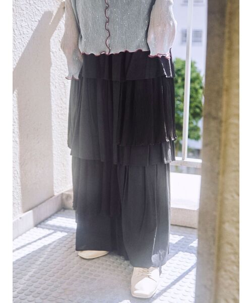 merry jenny（メリージェニー）の「コンビティアードフレアスカート（スカート・レディース・ブラック/ブラウン/アイボリー・FREE）」の3枚目の写真