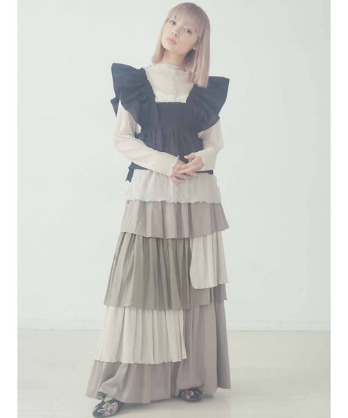 merry jenny（メリージェニー）の「コンビティアードフレアスカート（スカート・レディース・ブラック/ブラウン/アイボリー・FREE）」の12枚目の写真