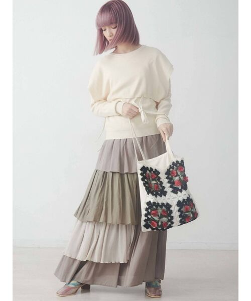 merry jenny（メリージェニー）の「コンビティアードフレアスカート（スカート・レディース・ブラック/ブラウン/アイボリー・FREE）」の14枚目の写真