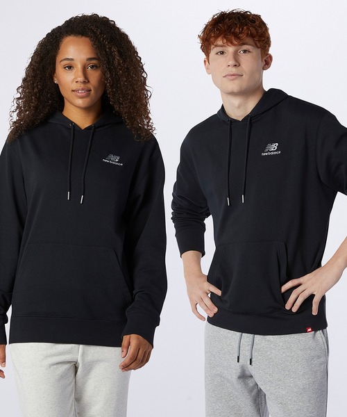 NEW BALANCE(ニューバランス)の「NB Essentials 刺しゅうロゴ スウェットフーディ(パーカー・メンズ・グレー/ライトイエロー/ネイビー/ブラック/バーガンディー/ダークグリーン・SMALL/LARGE/MEDIUM/X-LARGE/XX-LARGE)」の1枚目の写真