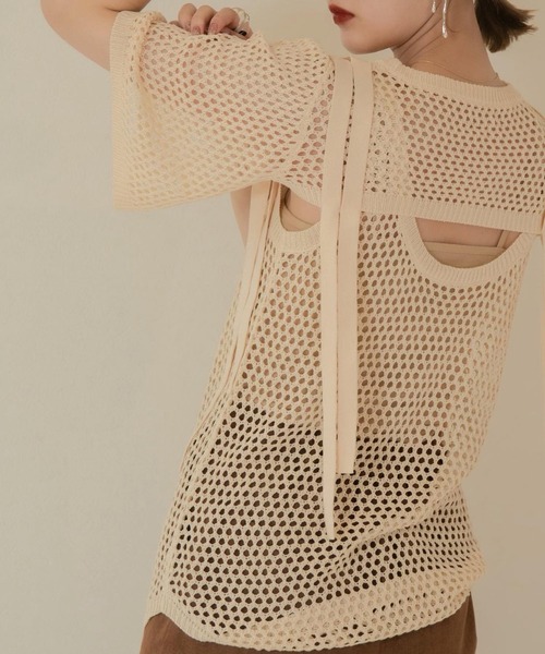 Amiur（エミレ）の「low gauge tape belt knit（その他トップス・レディース・モカ/ラベンダー/アイボリー・FREE）」の4枚目の写真