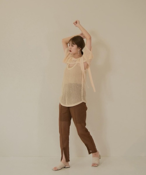 Amiur（エミレ）の「low gauge tape belt knit（その他トップス・レディース・モカ/ラベンダー/アイボリー・FREE）」の11枚目の写真