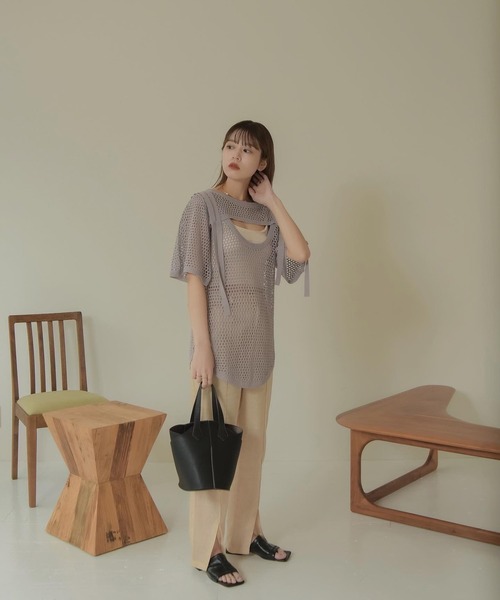 Amiur（エミレ）の「low gauge tape belt knit（その他トップス・レディース・モカ/ラベンダー/アイボリー・FREE）」の8枚目の写真