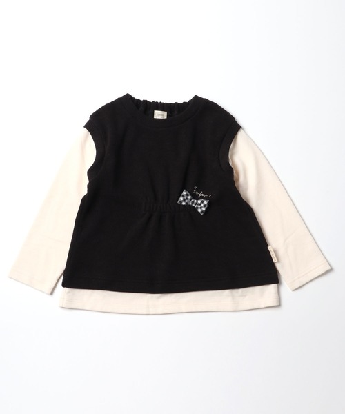 trois lapins kp（トロワラパンケーピー）の「ベストドッキングトレーナー(100-130cm)（スウェット・キッズ・ブラック/モカ・110cm/120cm/130cm/100cm）」の2枚目の写真