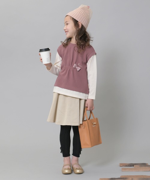 trois lapins kp（トロワラパンケーピー）の「ベストドッキングトレーナー(100-130cm)（スウェット・キッズ・ブラック/モカ・110cm/120cm/130cm/100cm）」の9枚目の写真