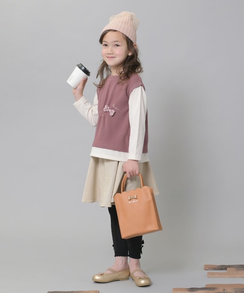 trois lapins kp（トロワラパンケーピー）の「ベストドッキングトレーナー(100-130cm)（スウェット・キッズ・ブラック/モカ・110cm/120cm/130cm/100cm）」の10枚目の写真