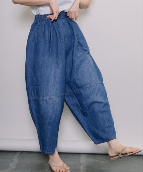 refinedworks（リファインドワークス）の「綿麻デニムエッグPT（デニムパンツ・レディース・インディゴブルー/ブルー・FREE）」の4枚目の写真