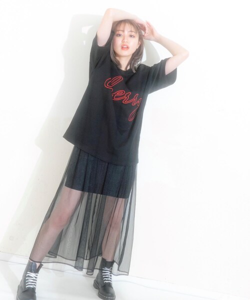 KOL ME BABY（コルミーベイビー）の「◆【ユニセックス】カスタマーコラボ cherry刺しゅうBIG-T（Tシャツ/カットソー・レディース・ブラック/ライトグリーン/オフホワイト・00）」の2枚目の写真