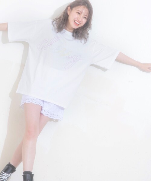 KOL ME BABY（コルミーベイビー）の「◆【ユニセックス】カスタマーコラボ cherry刺しゅうBIG-T（Tシャツ/カットソー・レディース・ブラック/ライトグリーン/オフホワイト・00）」の18枚目の写真