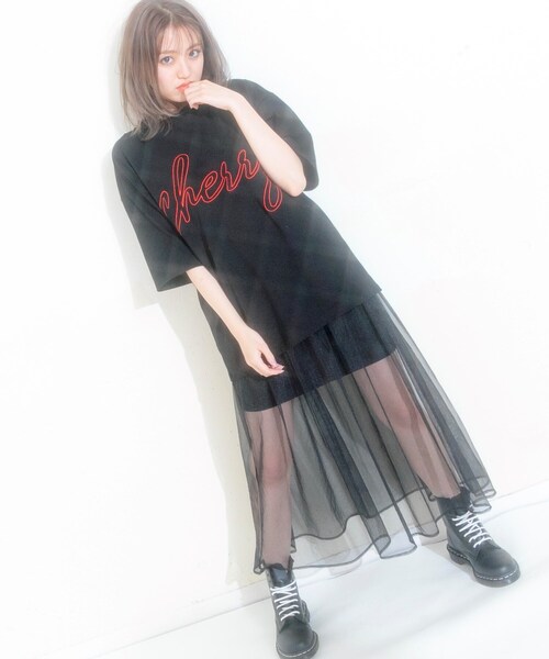 KOL ME BABY（コルミーベイビー）の「◆【ユニセックス】カスタマーコラボ cherry刺しゅうBIG-T（Tシャツ/カットソー・レディース・ブラック/ライトグリーン/オフホワイト・00）」の4枚目の写真