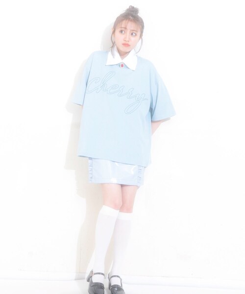KOL ME BABY（コルミーベイビー）の「◆【ユニセックス】カスタマーコラボ cherry刺しゅうBIG-T（Tシャツ/カットソー・レディース・ブラック/ライトグリーン/オフホワイト・00）」の22枚目の写真