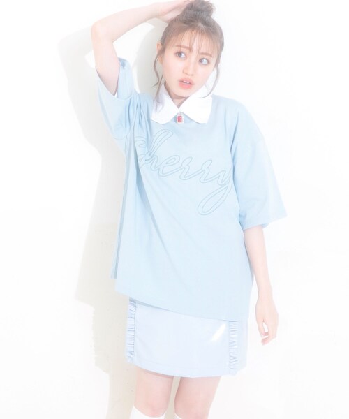 KOL ME BABY（コルミーベイビー）の「◆【ユニセックス】カスタマーコラボ cherry刺しゅうBIG-T（Tシャツ/カットソー・レディース・ブラック/ライトグリーン/オフホワイト・00）」の12枚目の写真