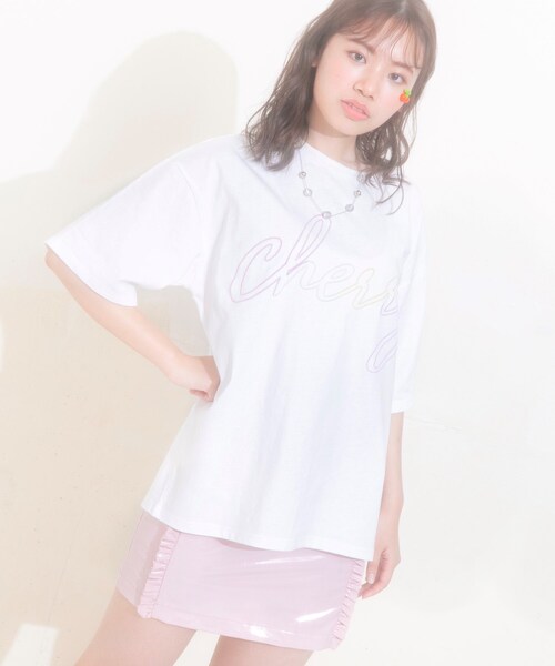 KOL ME BABY（コルミーベイビー）の「◆【ユニセックス】カスタマーコラボ cherry刺しゅうBIG-T（Tシャツ/カットソー・レディース・ブラック/ライトグリーン/オフホワイト・00）」の14枚目の写真