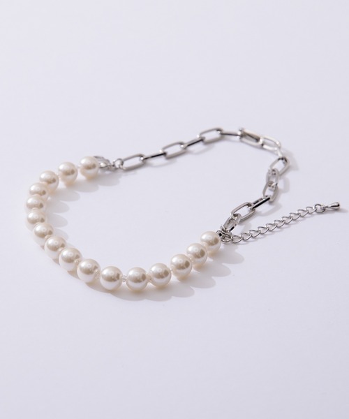 Adoon plain(アドーンプレーン)の「【Adoon plain】パールチェーンブレスレット(ブレスレット・メンズ・ライトグレー・FREE)」の3枚目の写真