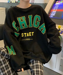 ボリュームスリーブ ビッグシルエット レター プリント スウェット トレーナー