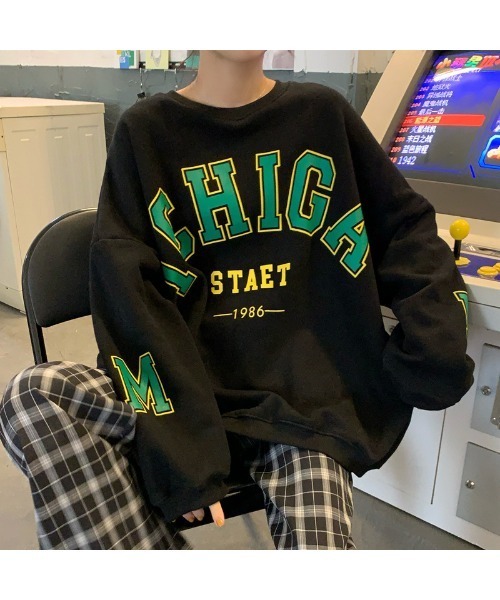 DEVICE（デバイス）の「ボリュームスリーブ ビッグシルエット レター プリント スウェット トレーナー（スウェット・レディース・ブラック/ブルー・FREE）」の19枚目の写真