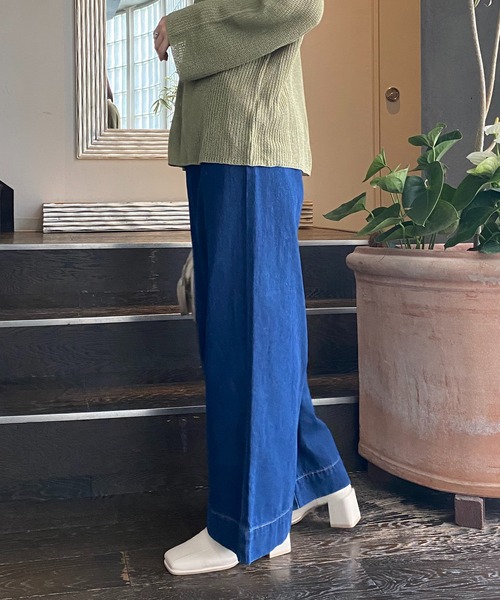 AS KNOW AS PINKY(アズノゥアズピンキー)の「着こなしゆるワイドデニム(デニムパンツ・レディース・インディゴブルー/ライトインディゴブルー・FREE)」の16枚目の写真