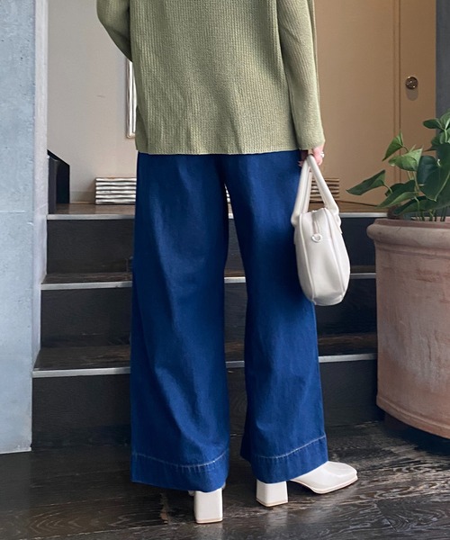 AS KNOW AS PINKY(アズノゥアズピンキー)の「着こなしゆるワイドデニム(デニムパンツ・レディース・インディゴブルー/ライトインディゴブルー・FREE)」の15枚目の写真