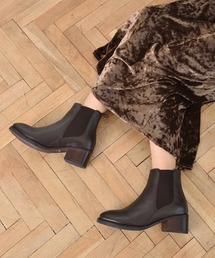 リアルレザー サイドゴアショートブーツ