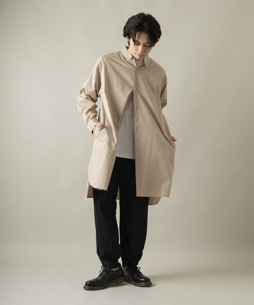 SlashDate(スラッシュデイト)の「ロングシルエットブロード長袖シャツ/オーバーサイズシャツ(シャツ/ブラウス・メンズ・ホワイト/ブラック/ベージュ/ストライプ/ブルー/グリーン・M/L)」の10枚目の写真