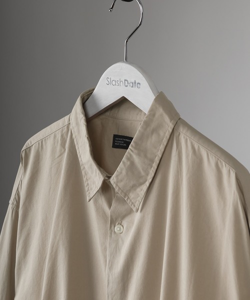 SlashDate(スラッシュデイト)の「ロングシルエットブロード長袖シャツ/オーバーサイズシャツ(シャツ/ブラウス・メンズ・ホワイト/ブラック/ベージュ/ストライプ/ブルー/グリーン・M/L)」の13枚目の写真