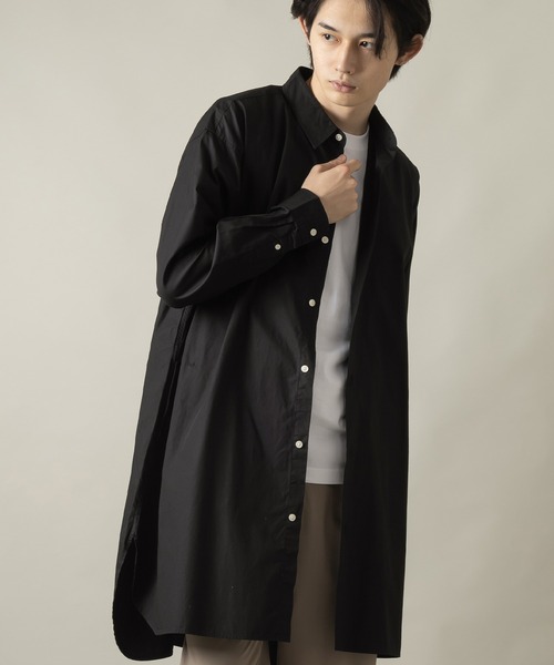 SlashDate(スラッシュデイト)の「ロングシルエットブロード長袖シャツ/オーバーサイズシャツ(シャツ/ブラウス・メンズ・ホワイト/ブラック/ベージュ/ストライプ/ブルー/グリーン・M/L)」の17枚目の写真