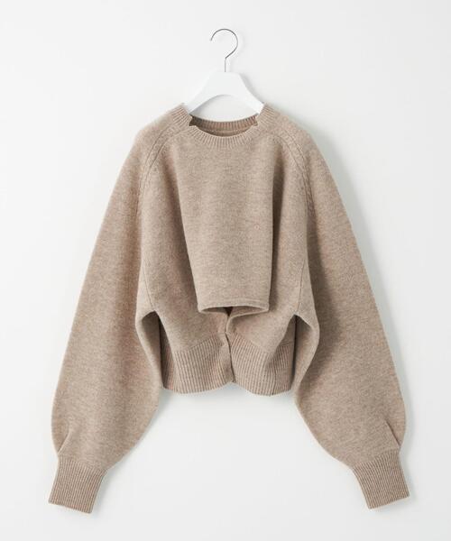 BRACTMENT（ブラクトメント）の「＜BRACTMENT(ブラクトメント)＞BM Wスカーフ付きクロップド プルオーバー（ニット/セーター・レディース・ライトグレー/ベージュ・FREE）」の12枚目の写真