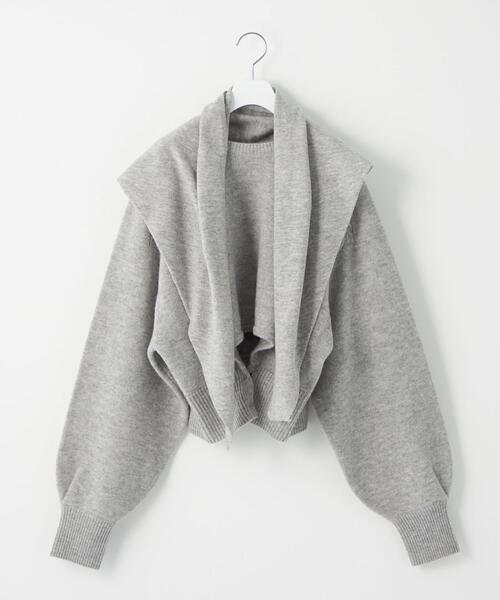 BRACTMENT（ブラクトメント）の「＜BRACTMENT(ブラクトメント)＞BM Wスカーフ付きクロップド プルオーバー（ニット/セーター・レディース・ライトグレー/ベージュ・FREE）」の19枚目の写真