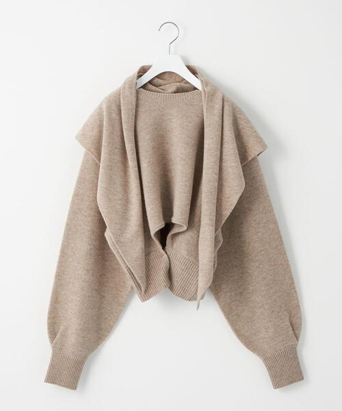 BRACTMENT（ブラクトメント）の「＜BRACTMENT(ブラクトメント)＞BM Wスカーフ付きクロップド プルオーバー（ニット/セーター・レディース・ライトグレー/ベージュ・FREE）」の3枚目の写真