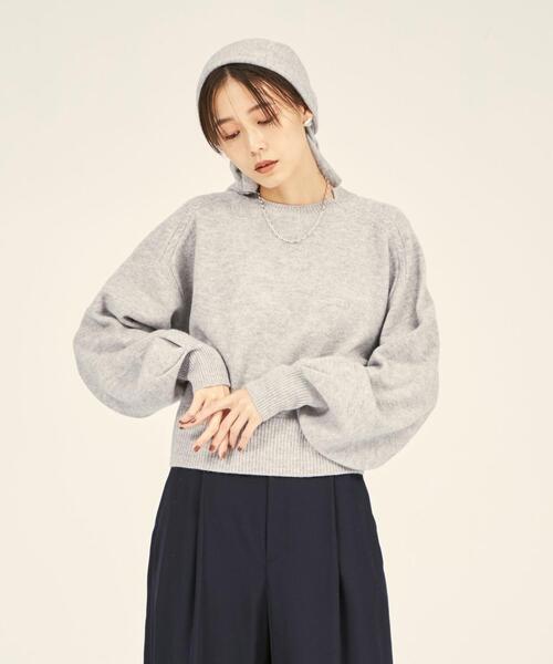 BRACTMENT（ブラクトメント）の「＜BRACTMENT(ブラクトメント)＞BM Wスカーフ付きクロップド プルオーバー（ニット/セーター・レディース・ライトグレー/ベージュ・FREE）」の8枚目の写真