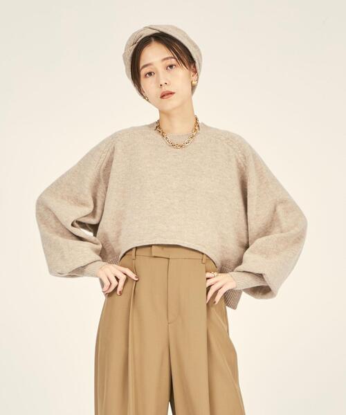 BRACTMENT（ブラクトメント）の「＜BRACTMENT(ブラクトメント)＞BM Wスカーフ付きクロップド プルオーバー（ニット/セーター・レディース・ライトグレー/ベージュ・FREE）」の7枚目の写真