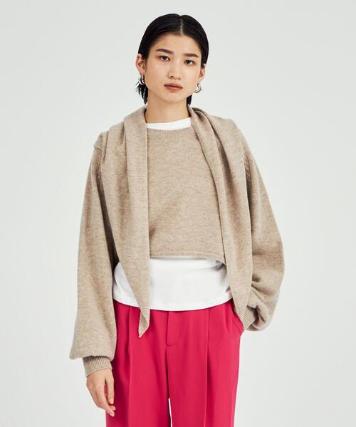 BRACTMENT（ブラクトメント）の「＜BRACTMENT(ブラクトメント)＞BM Wスカーフ付きクロップド プルオーバー（ニット/セーター・レディース・ライトグレー/ベージュ・FREE）」の15枚目の写真