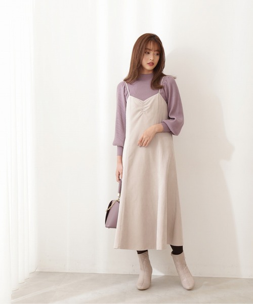 PROPORTION BODY DRESSING(プロポーションボディドレッシング)の「ピーチ起毛キャミワンピ / 1211240915(ワンピース・レディース・ダークグレー/ベージュ・SMALL/MEDIUM)」の4枚目の写真