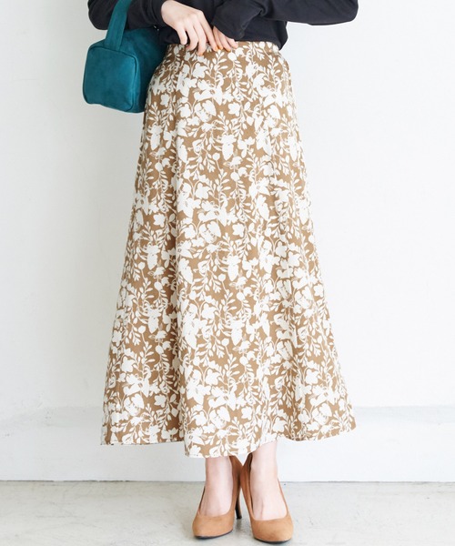 coca（coca）（コカ）の「＼＼新色登場／／花柄フレアスカート（スカート・レディース・ホワイト/ブラウン/ベージュ/ライトブルー/ブラック・M/L）」の5枚目の写真
