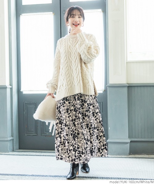 coca（coca）（コカ）の「＼＼新色登場／／花柄フレアスカート（スカート・レディース・ホワイト/ブラウン/ベージュ/ライトブルー/ブラック・M/L）」の7枚目の写真