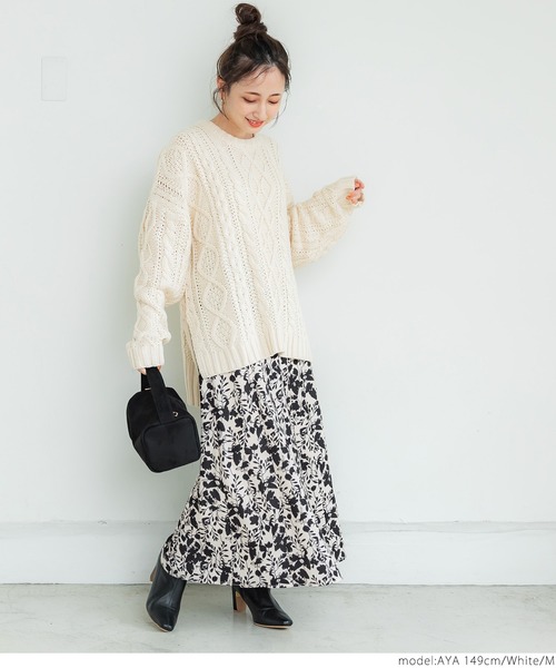 coca（coca）（コカ）の「＼＼新色登場／／花柄フレアスカート（スカート・レディース・ホワイト/ブラウン/ベージュ/ライトブルー/ブラック・M/L）」の14枚目の写真